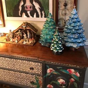 Vintage Ceramic Tree Paint Party Parkbench