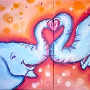 Mommy Son Elephant Painting Party Parkbench