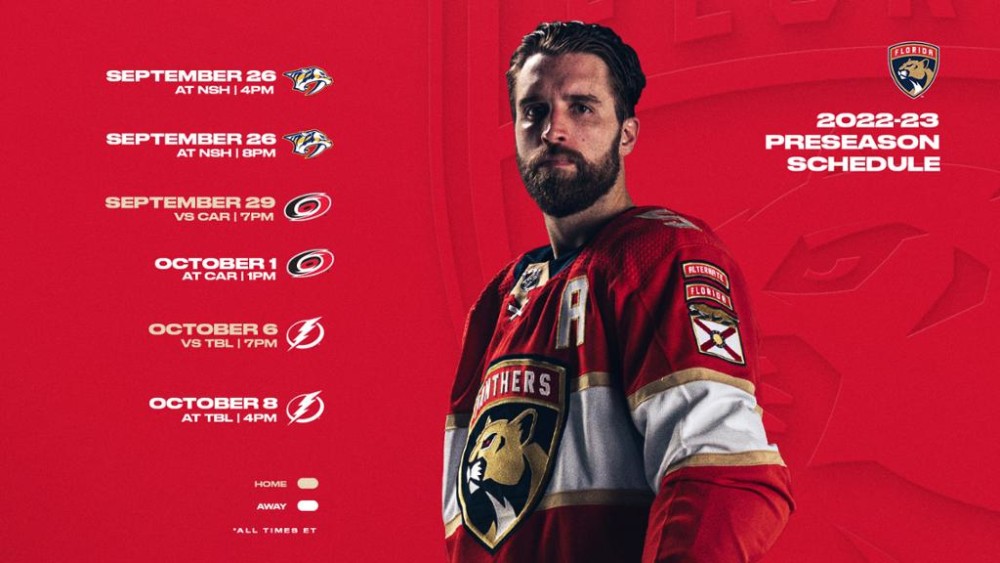 Florida Panthers Announce 202223 Preseason Schedule Parkbench