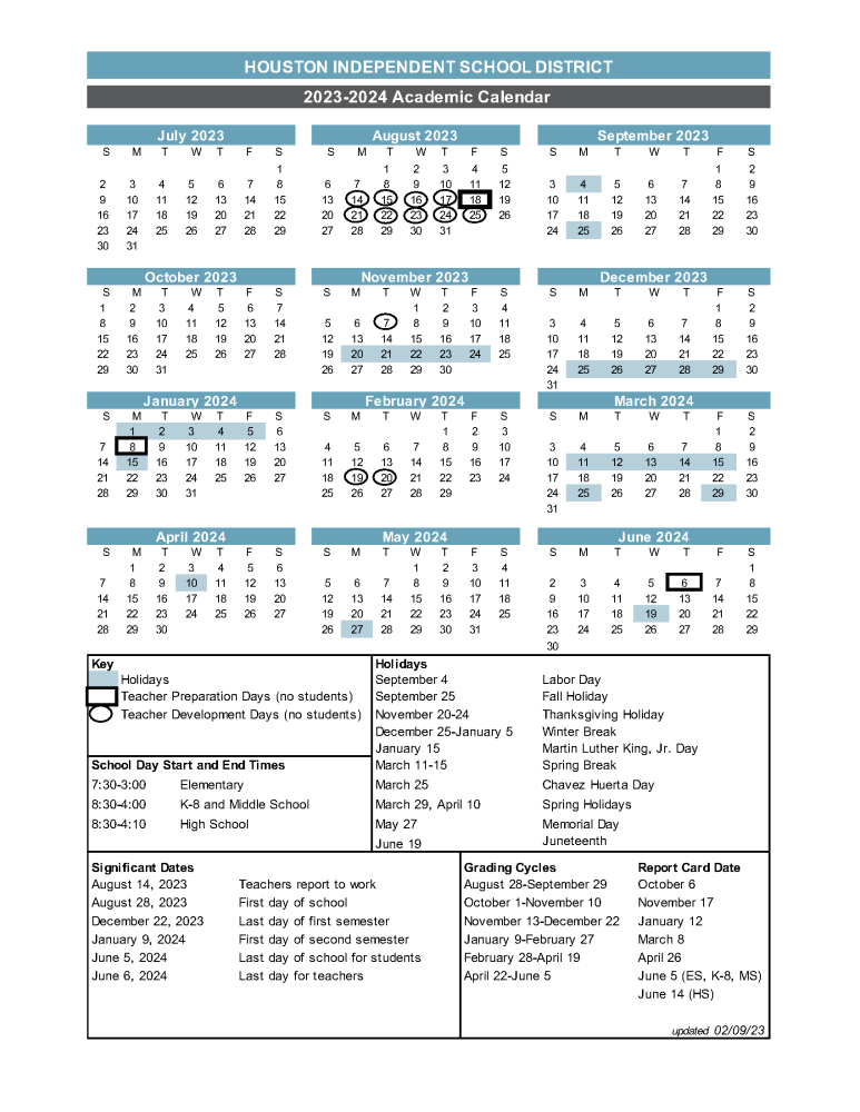 HISD School Board approves 20232024 Academic Calendar Parkbench