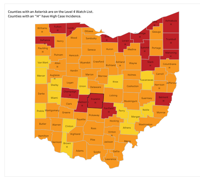 Ohio's COVID-19 color coded map retired - Parkbench