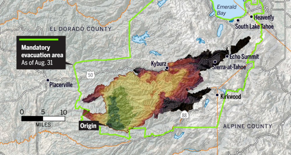 Watch: Caldor Fire Animated Map Shows Blaze Closing In On Lake Tahoe ...