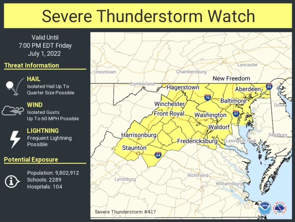 NEW: Fairfax County Under Severe Thunderstorm Watch - Parkbench