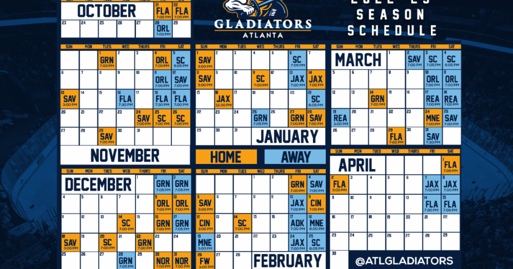 Atlanta Gladiators' 202223 schedule released Parkbench